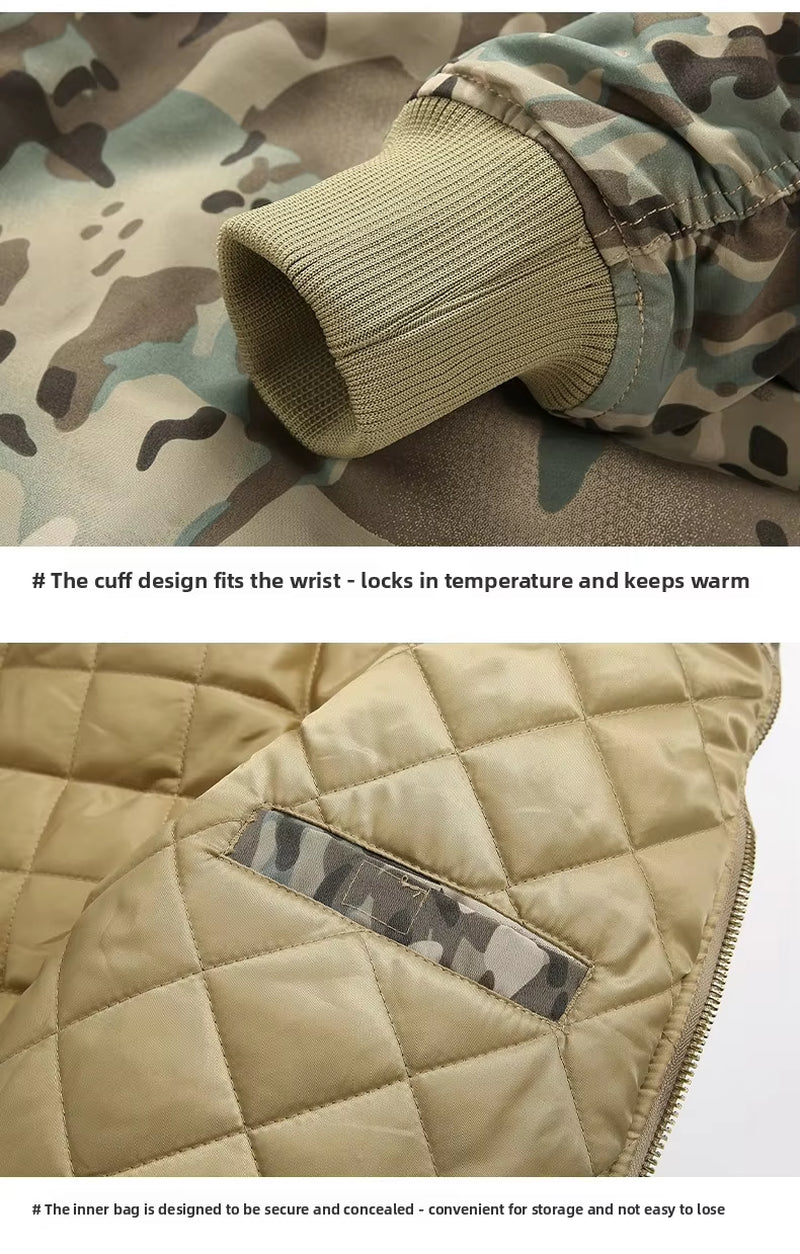 Wearing Cotton Jacket, Men'S Flight Suit, Outdoor Casual Tactics, Multi Pocket Camouflage, Cotton Stand up Collar, Cotton Jacket