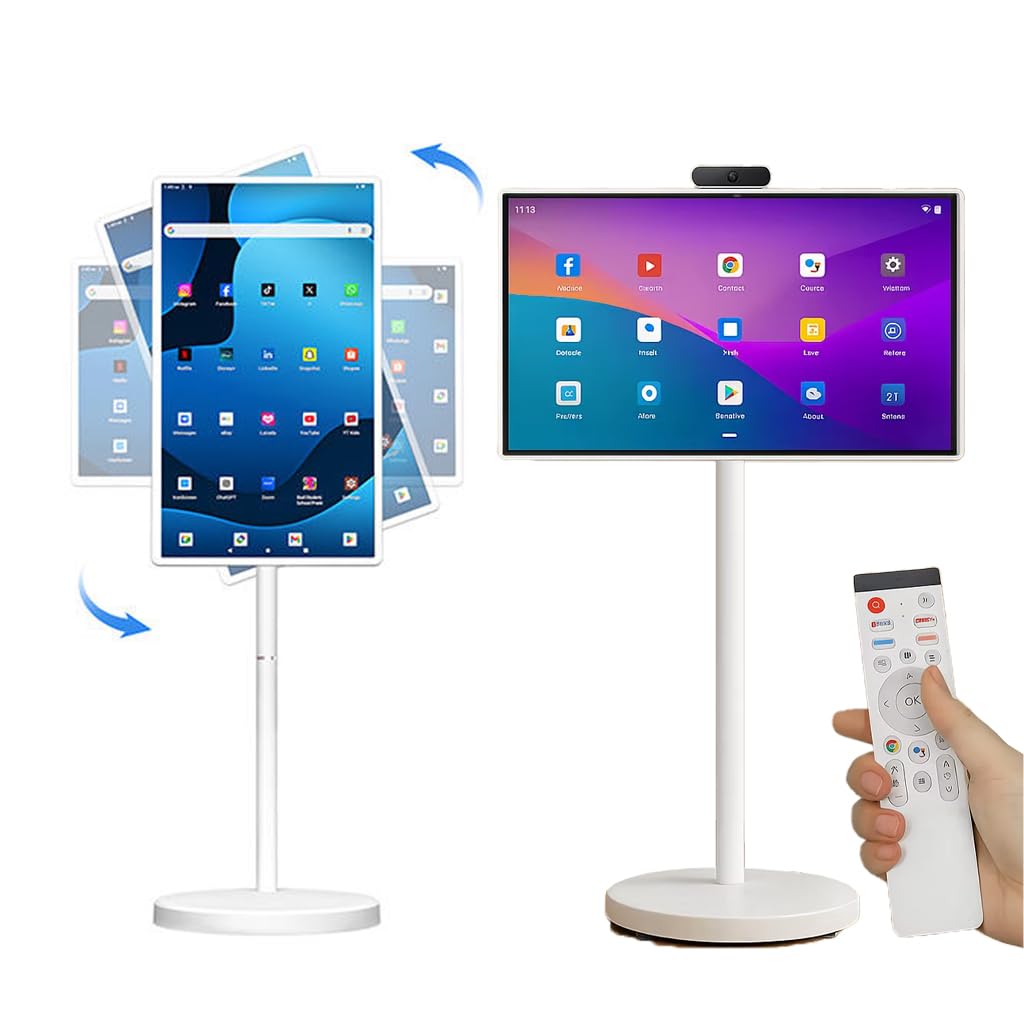 Portable Smart TV On Wheels - 1080P Touchscreen 128GB⁠