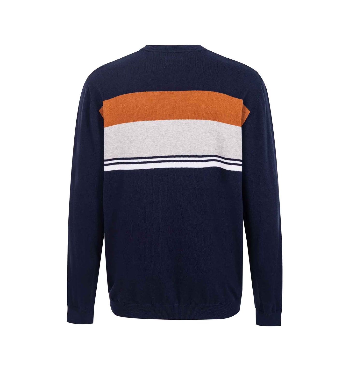Mens plus Size Cotton Crew Neck Big&Tall Long Sleeve Pullover Navy Mixed Stripe Oversized Sweater 4XL