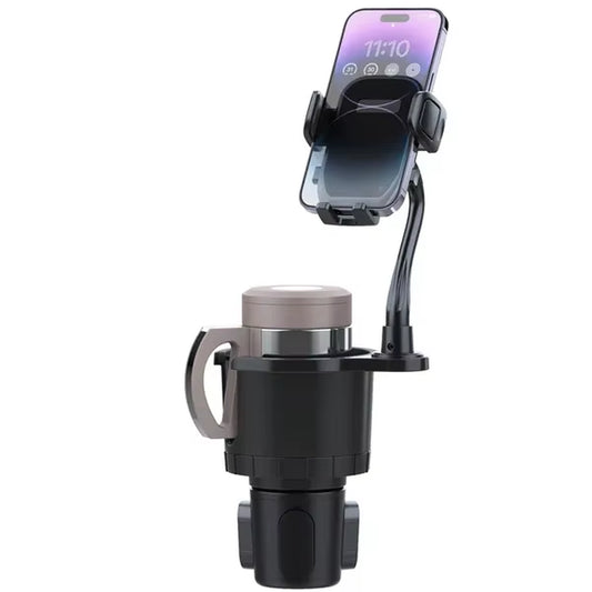 2 in 1 Car Cup-Shaped Phone Holder Car Drink Holder with 360 Degree Rotating Gooseneck Phone Holder Adjustable Base