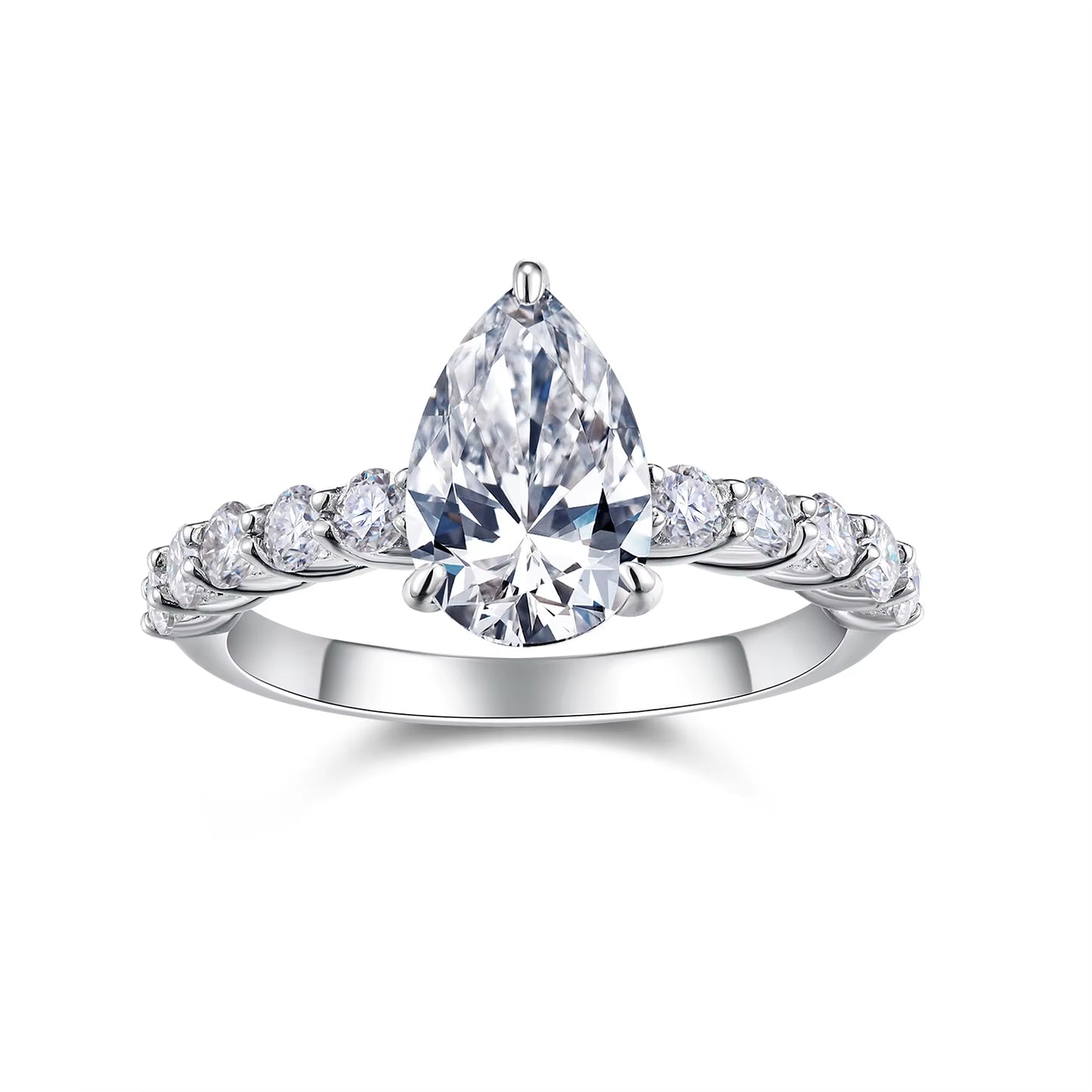 Elegant Pear Cut Moissanite Ring S925 Silver Hypoallergenic for Women'S Engagement or Wedding