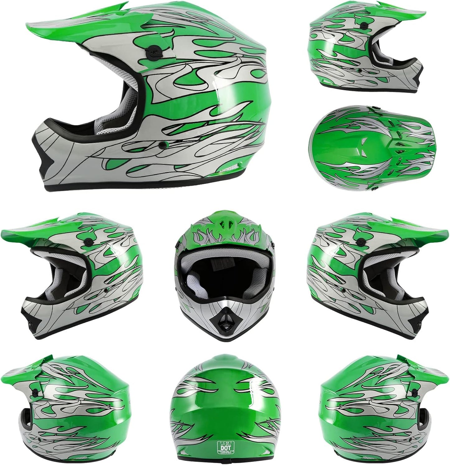 Dot Youth & Kids Motocross Offroad Street Helmet with Goggles & Gloves | Removable and Washable Padding, Lightweight,Includes Storage Bag.,For Street Bikes, ATV, Dirt Bikes