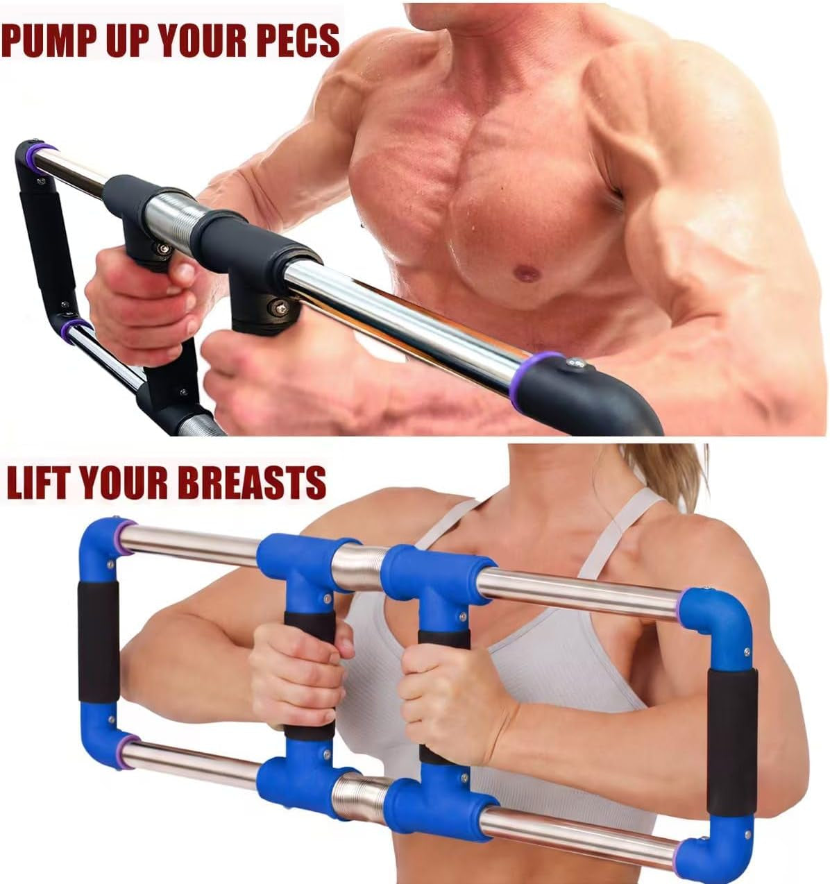Push down Bar, Chest Exerciser at Home Workout Equipment | Upper Body Strength Trainer for Chest, Arm, Shoulder, Back and Abs, Home Fitness Equipment