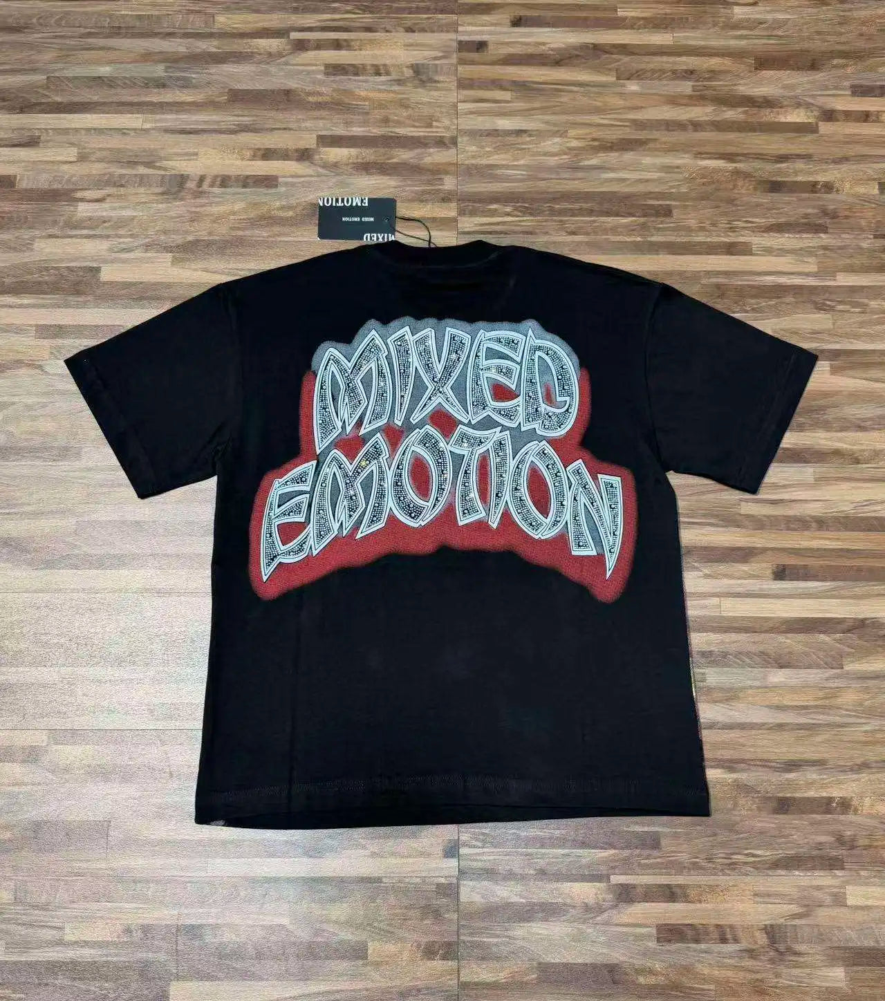 MIXED EMOTION Latest Summer Trendy Casual Pre- and Post Diamond Letter Cartoon Printed Breathable Cotton Men's T-shirt