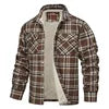Fleece Men's New Long-sleeved Lapel Plaid Fleece Lined Single-breasted Men's