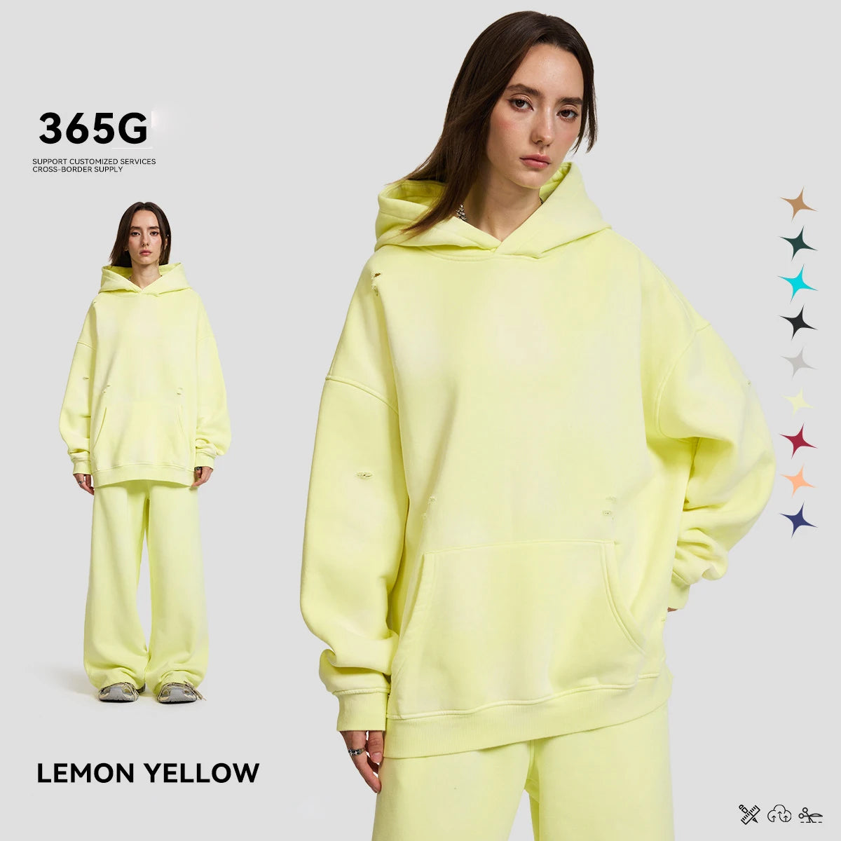 Hoodie Manufacturers Custom Sweatshirts Long-Sleeved Hoodie&Sweatpants Brushed Fleece Men's and Women's Sets