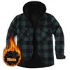 Winter Padded Warm Hooded Plaid Extra Thick Casual Men's Long Sleeve Shirt Jacket Sehe Fashion
