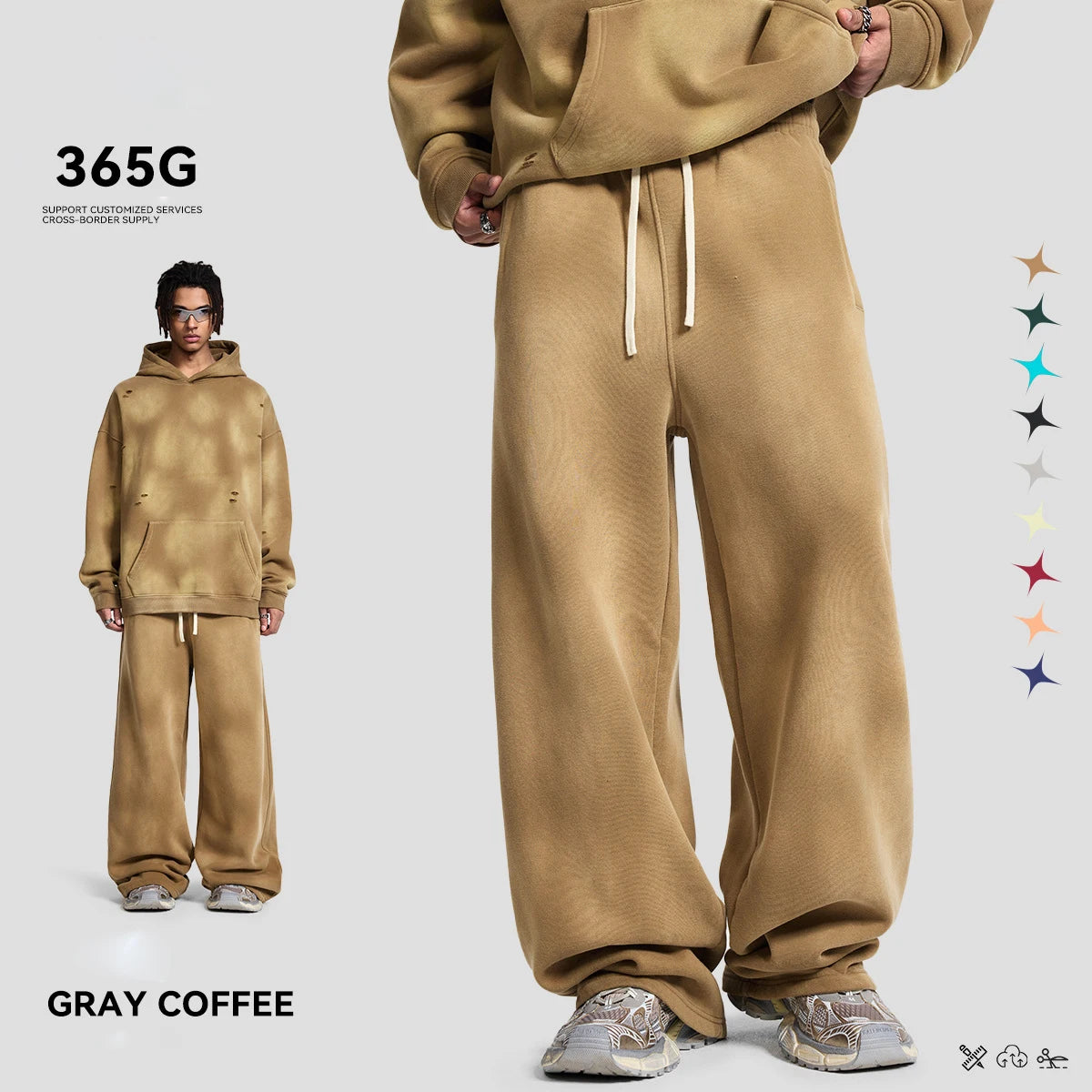 Hoodie Manufacturers Custom Sweatshirts Long-Sleeved Hoodie&Sweatpants Brushed Fleece Men's and Women's Sets