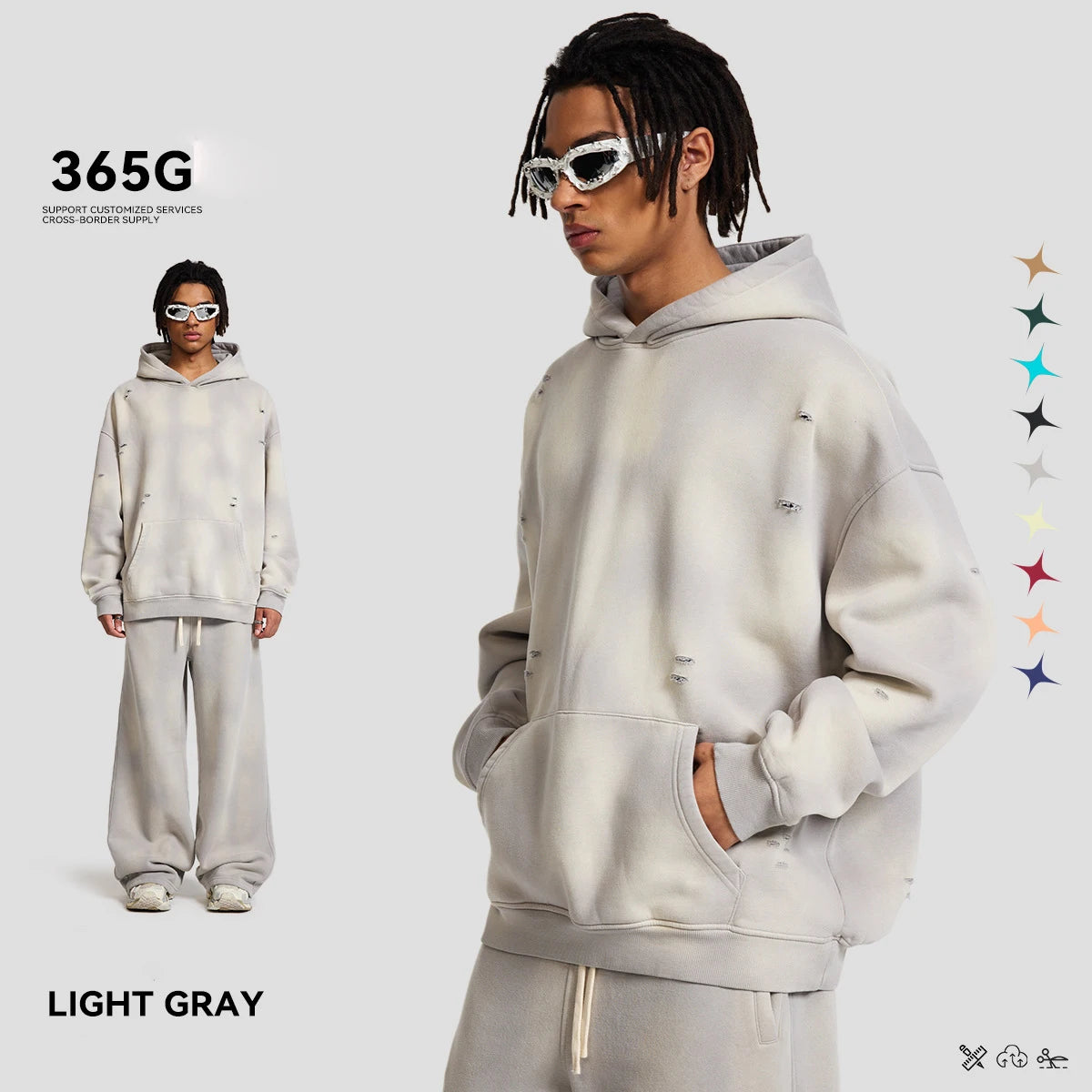 Hoodie Manufacturers Custom Sweatshirts Long-Sleeved Hoodie&Sweatpants Brushed Fleece Men's and Women's Sets
