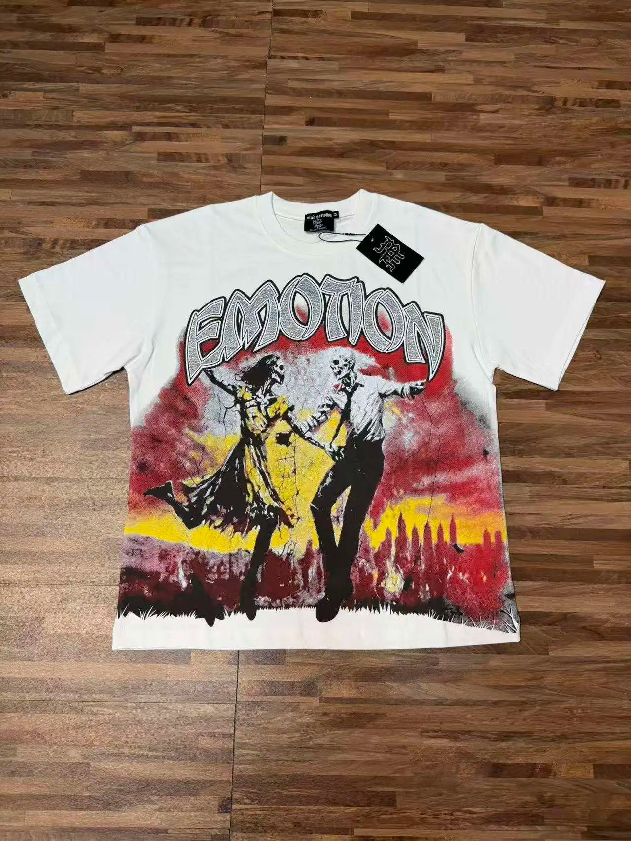 MIXED EMOTION Latest Summer Trendy Casual Pre- and Post Diamond Letter Cartoon Printed Breathable Cotton Men's T-shirt