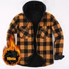 Winter Padded Warm Hooded Plaid Extra Thick Casual Men's Long Sleeve Shirt Jacket Sehe Fashion