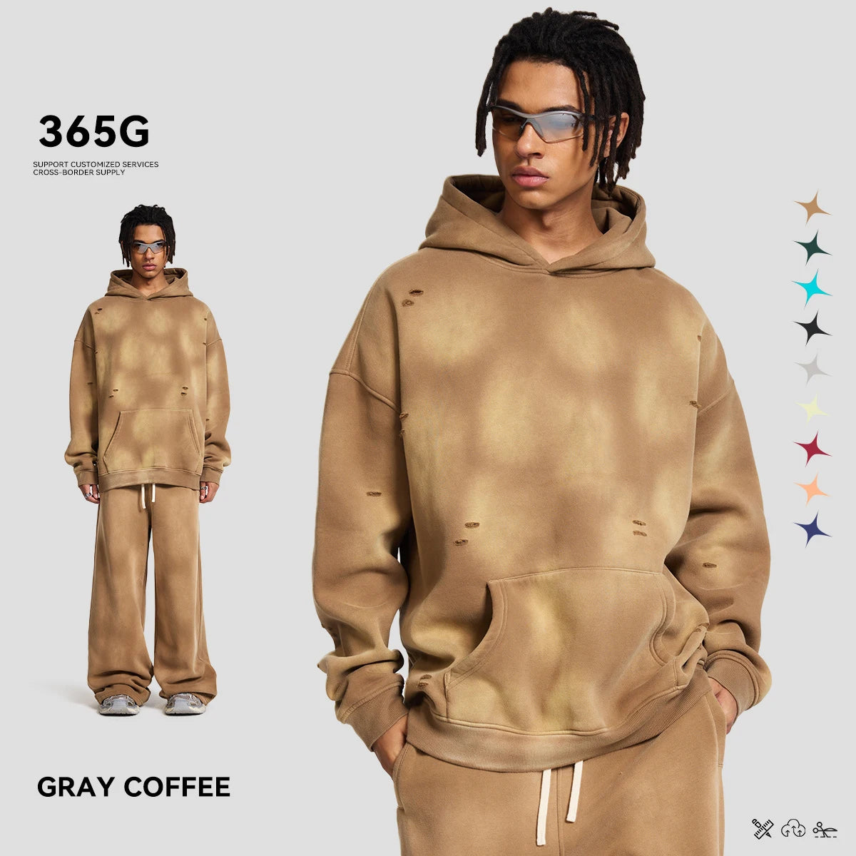 Hoodie Manufacturers Custom Sweatshirts Long-Sleeved Hoodie&Sweatpants Brushed Fleece Men's and Women's Sets