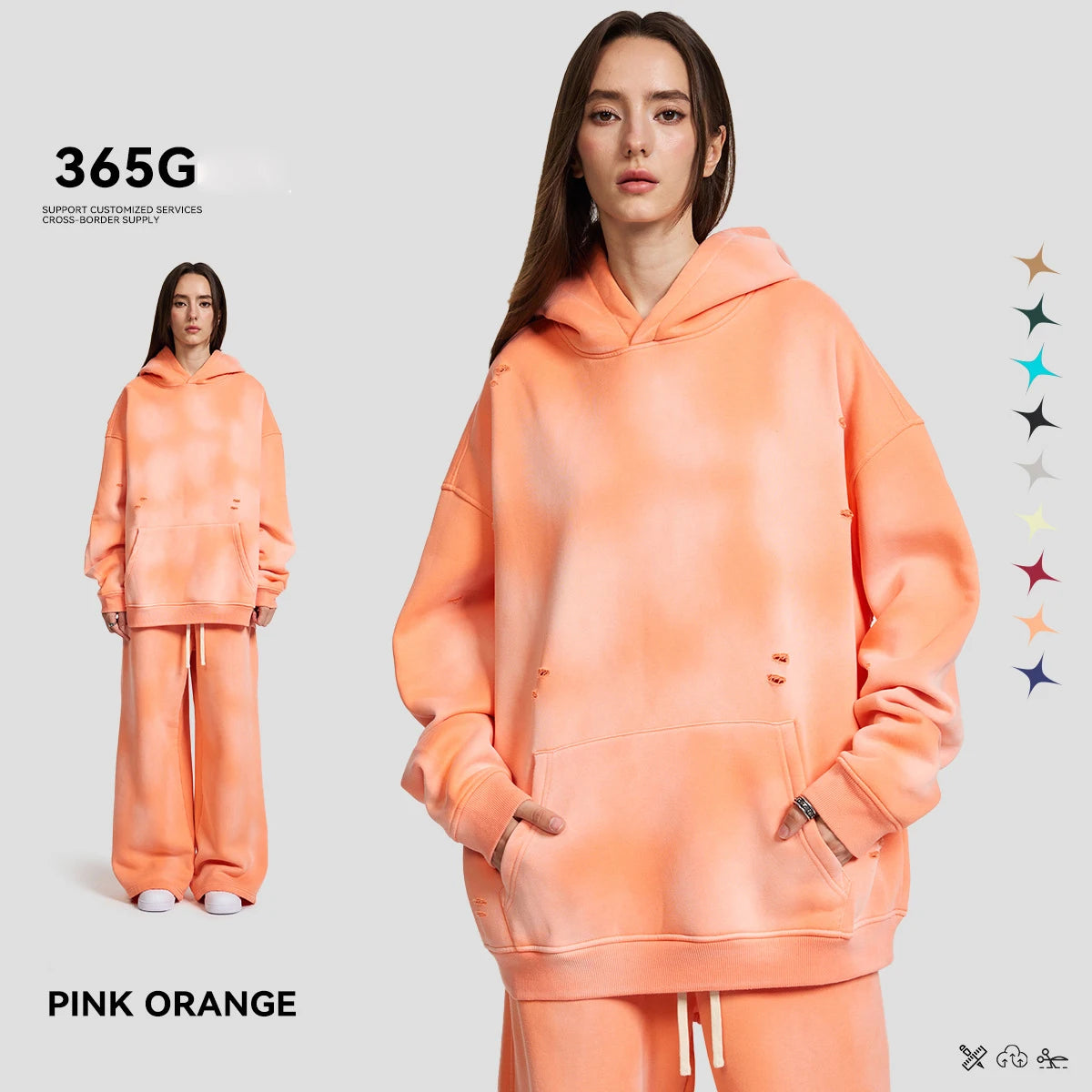 Hoodie Manufacturers Custom Sweatshirts Long-Sleeved Hoodie&Sweatpants Brushed Fleece Men's and Women's Sets