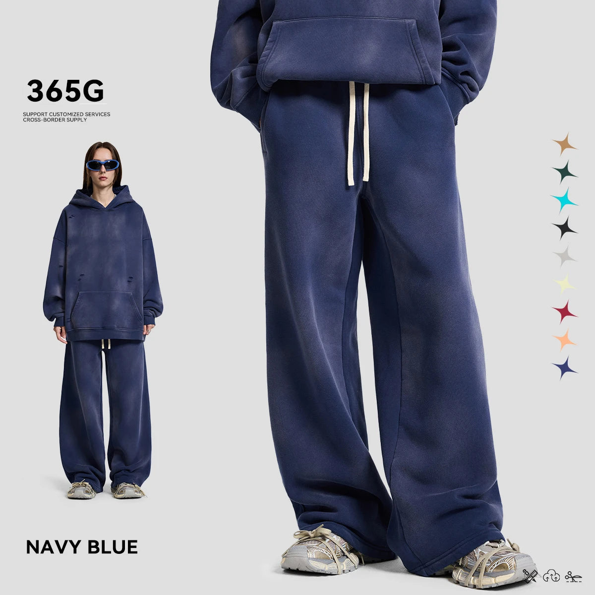 Hoodie Manufacturers Custom Sweatshirts Long-Sleeved Hoodie&Sweatpants Brushed Fleece Men's and Women's Sets