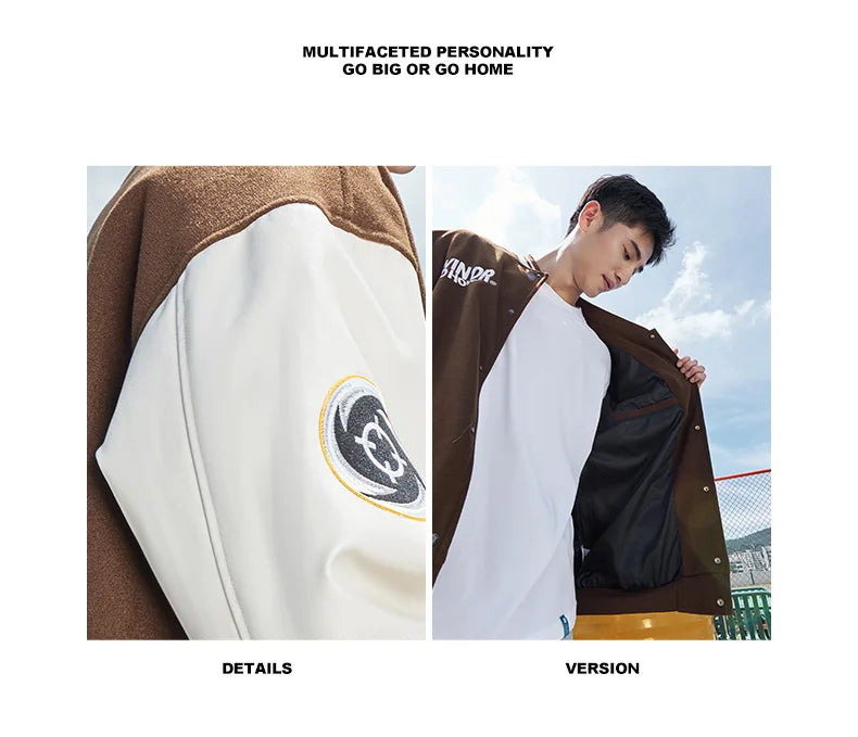 RIGORER  Baseball Uniform Coat Winter New Couple Fashion Sports  Warm Top Casual Cardigan Jacket