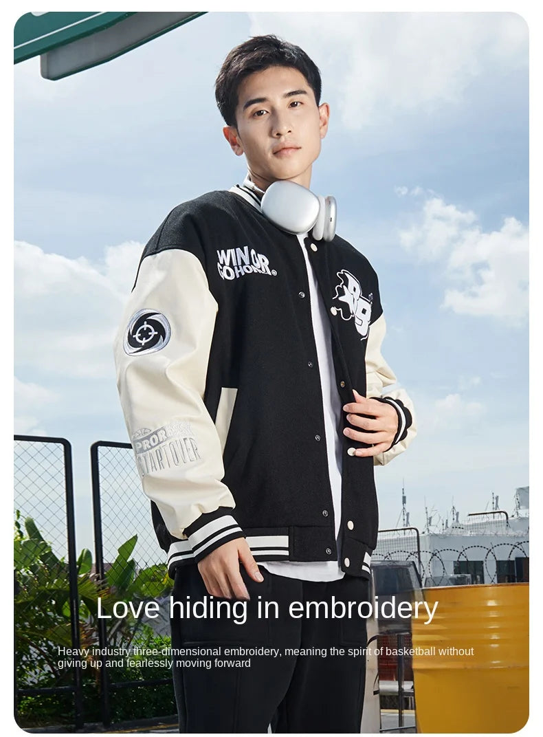 RIGORER  Baseball Uniform Coat Winter New Couple Fashion Sports  Warm Top Casual Cardigan Jacket