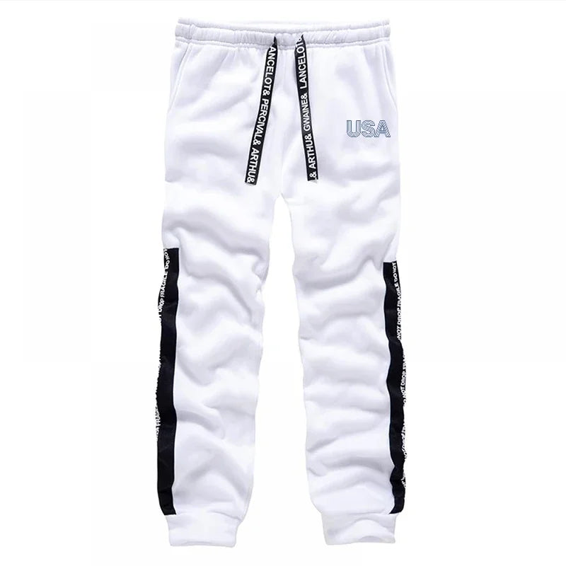 Hot Sales Men's Tracksuit Printed Casual Hooded Sweatshirts Outdoors Sports Jogging Man Clothing Black White Single Hoodie Pants