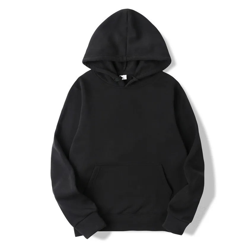 Men Women Solid Color Hoodie Autumn Winter Loose Fit Pullover Sweatshirt Casual Streetwear Long Sleeve Kangaroo Pocket Daily Top