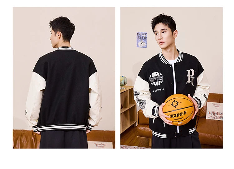 RIGORER Men's Baseball Jacket Reaves Inspired Same Style - Double-Layer Basketball Training Top for Fall Winter Trendy Coat