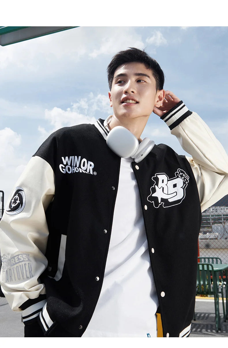 RIGORER  Baseball Uniform Coat Winter New Couple Fashion Sports  Warm Top Casual Cardigan Jacket