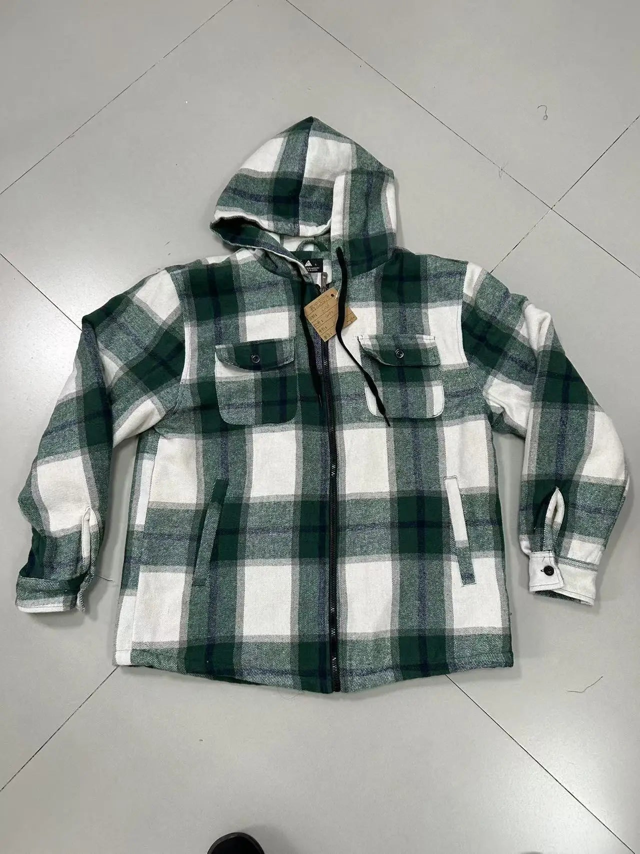 Sherpa Lined Flannel Jacket Mens Heavyweight Hooded Fleece Jacket Thicken Warm Button Down Plaid Jacket Outwear Coats
