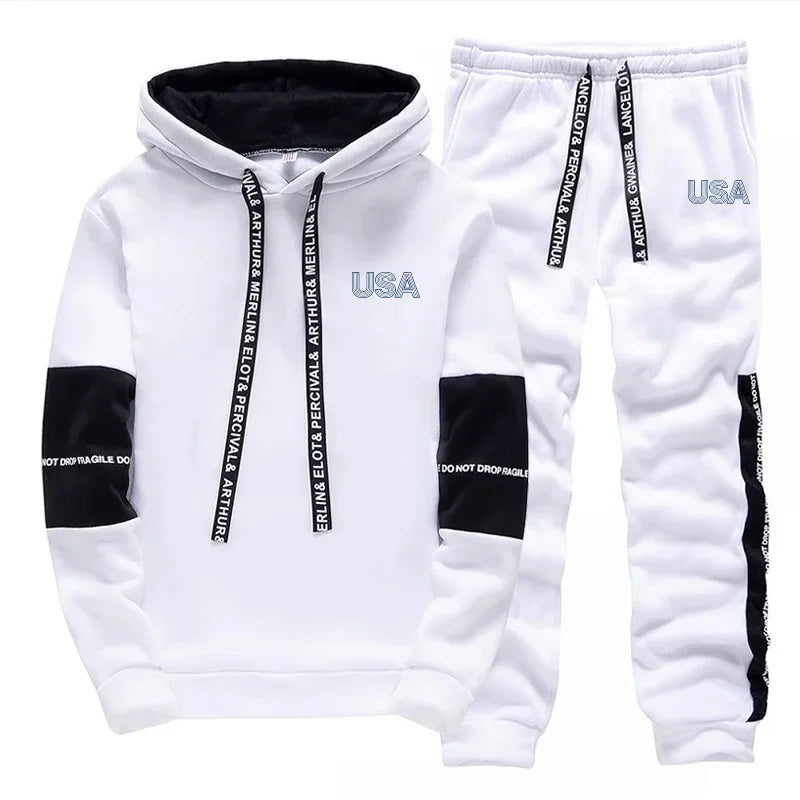 Tracksuit for Man Casual Hooded Sweatshirts Outdoors Sports Jogging Men's Clothing Autumn Winter Fashion Single Hoodies Pants