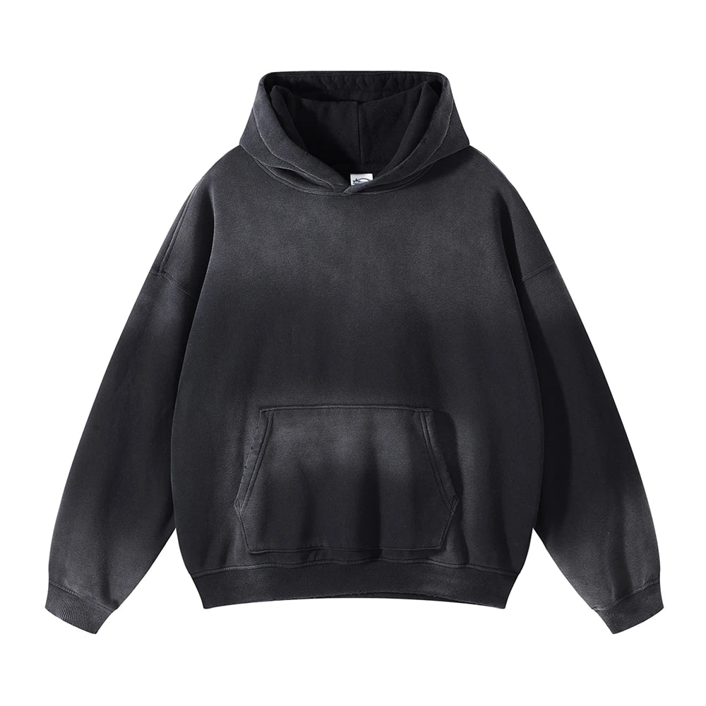 ZODF Vintage Autumn Winter Monkey Washed Fleece Hoodies For Men Unisex Loose Warm 360gsm Hooded Pullovers Sweatshirts HY0655