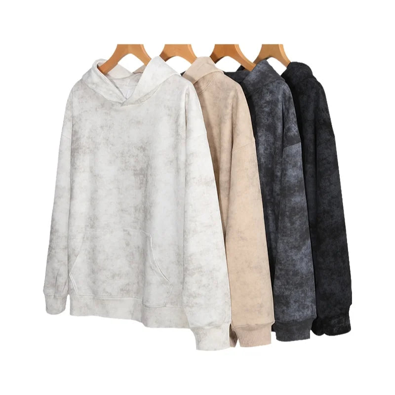 Hooded Sweatshirt Men's Loose Comfortable Versatile Trendy Hong Kong Style Wax Dye Cotton Casual Wear Spring Autumn New Arrival