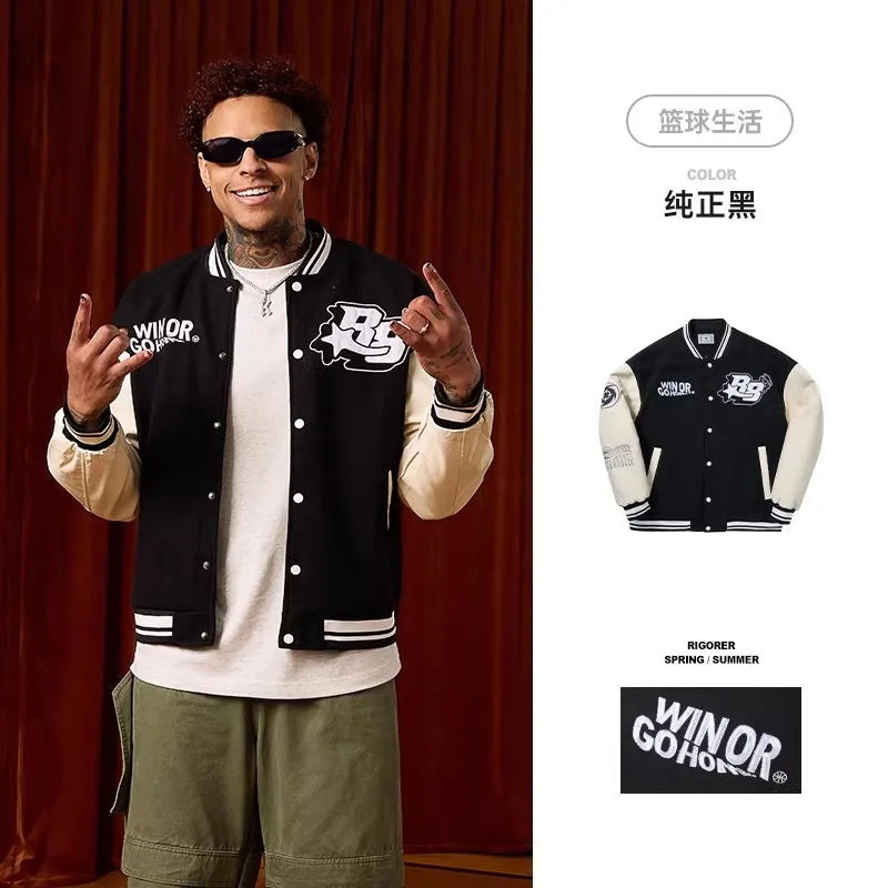 RIGORER  Baseball Uniform Coat Winter New Couple Fashion Sports  Warm Top Casual Cardigan Jacket