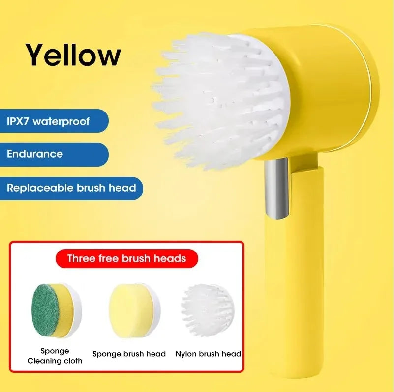 Electric Spin Scrubber 5-in-1 Cleaning Brush with 5 Replaceable Brush Heads for Bathroom Tile Bathtub Sink