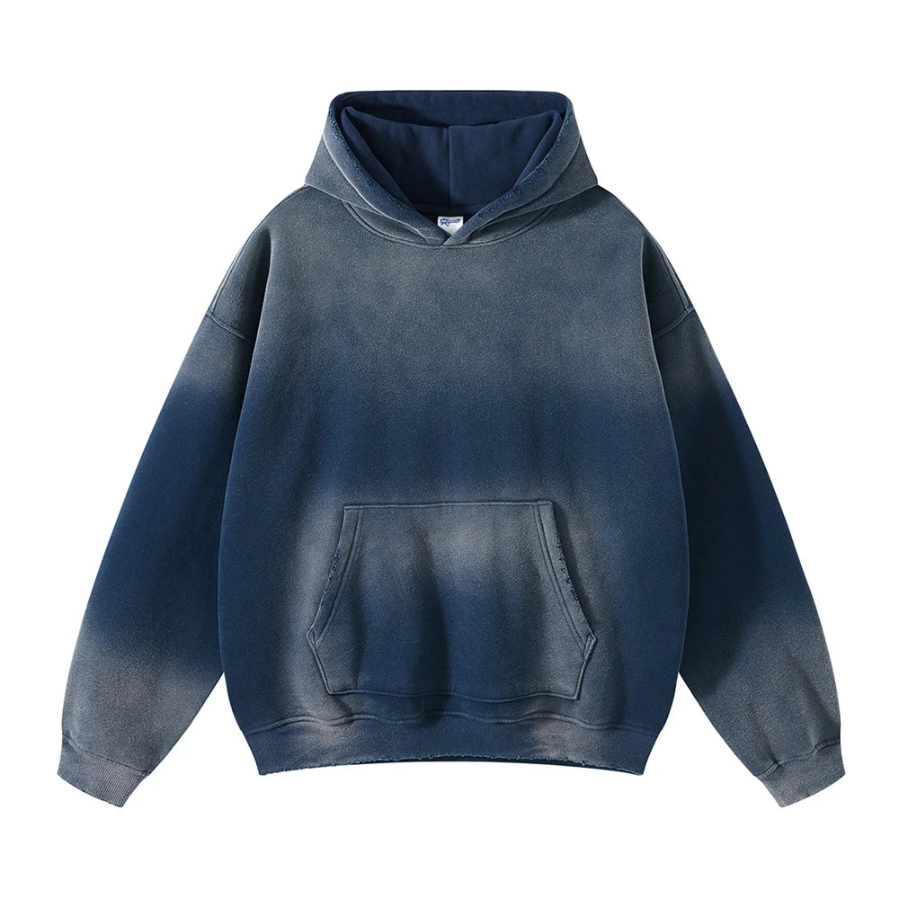 ZODF Vintage Autumn Winter Monkey Washed Fleece Hoodies For Men Unisex Loose Warm 360gsm Hooded Pullovers Sweatshirts HY0655