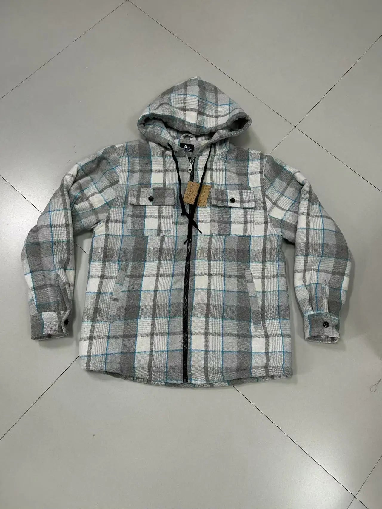 Sherpa Lined Flannel Jacket Mens Heavyweight Hooded Fleece Jacket Thicken Warm Button Down Plaid Jacket Outwear Coats
