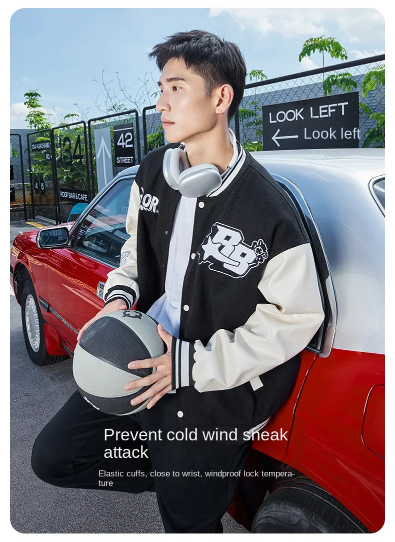 RIGORER  Baseball Uniform Coat Winter New Couple Fashion Sports  Warm Top Casual Cardigan Jacket