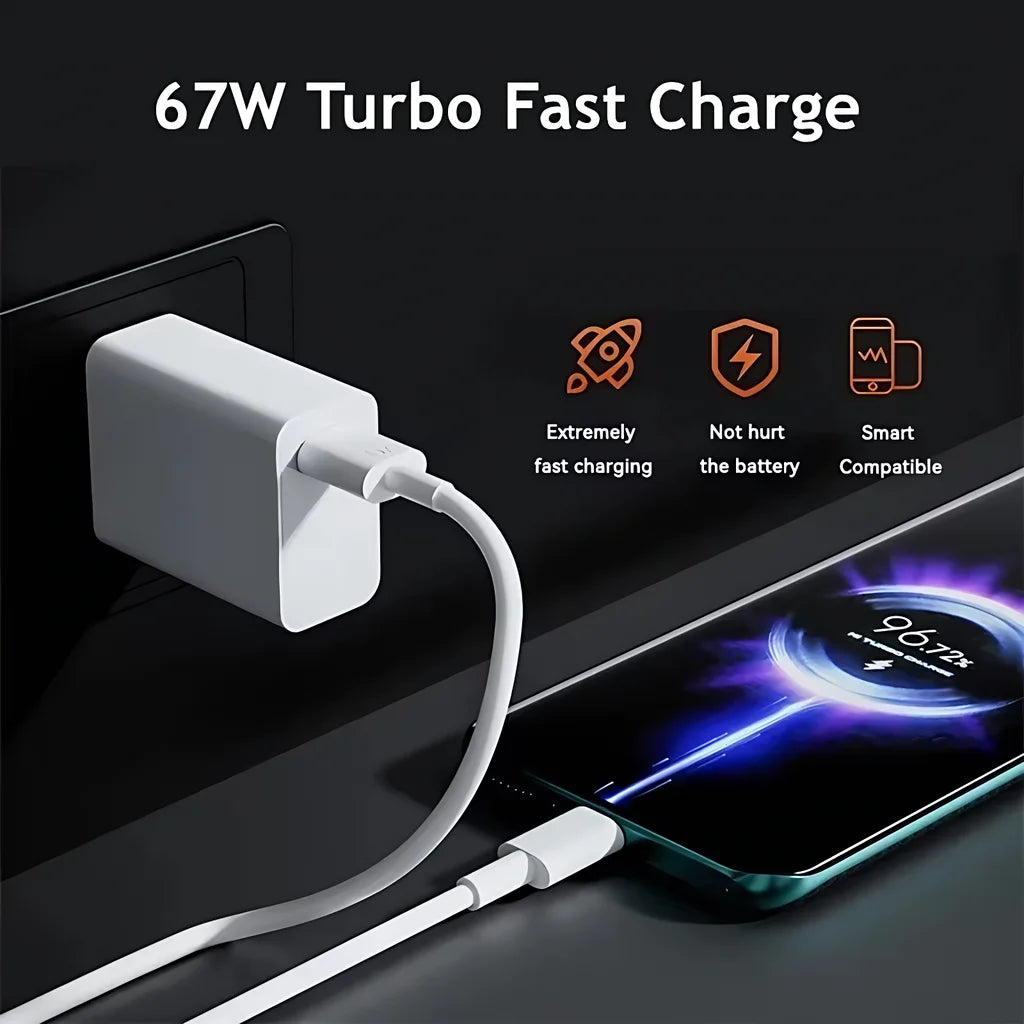 US 67W Ultra Fast Wall Charger For Xiaomi 12 13 14 15 17 Redmi Note 11 12T 13 POCO X5 X6 Pro 6A Type C Quick Charging USB Cable