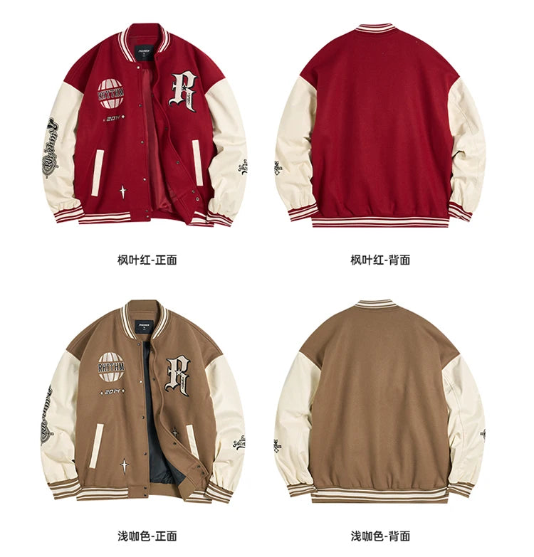 RIGORER Men's Baseball Jacket Reaves Inspired Same Style - Double-Layer Basketball Training Top for Fall Winter Trendy Coat