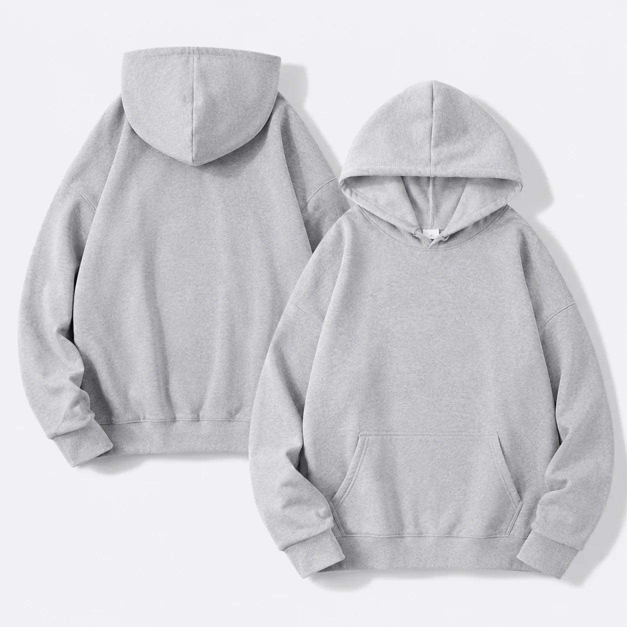 Men Women Solid Color Hoodie Autumn Winter Loose Fit Pullover Sweatshirt Casual Streetwear Long Sleeve Kangaroo Pocket Daily Top