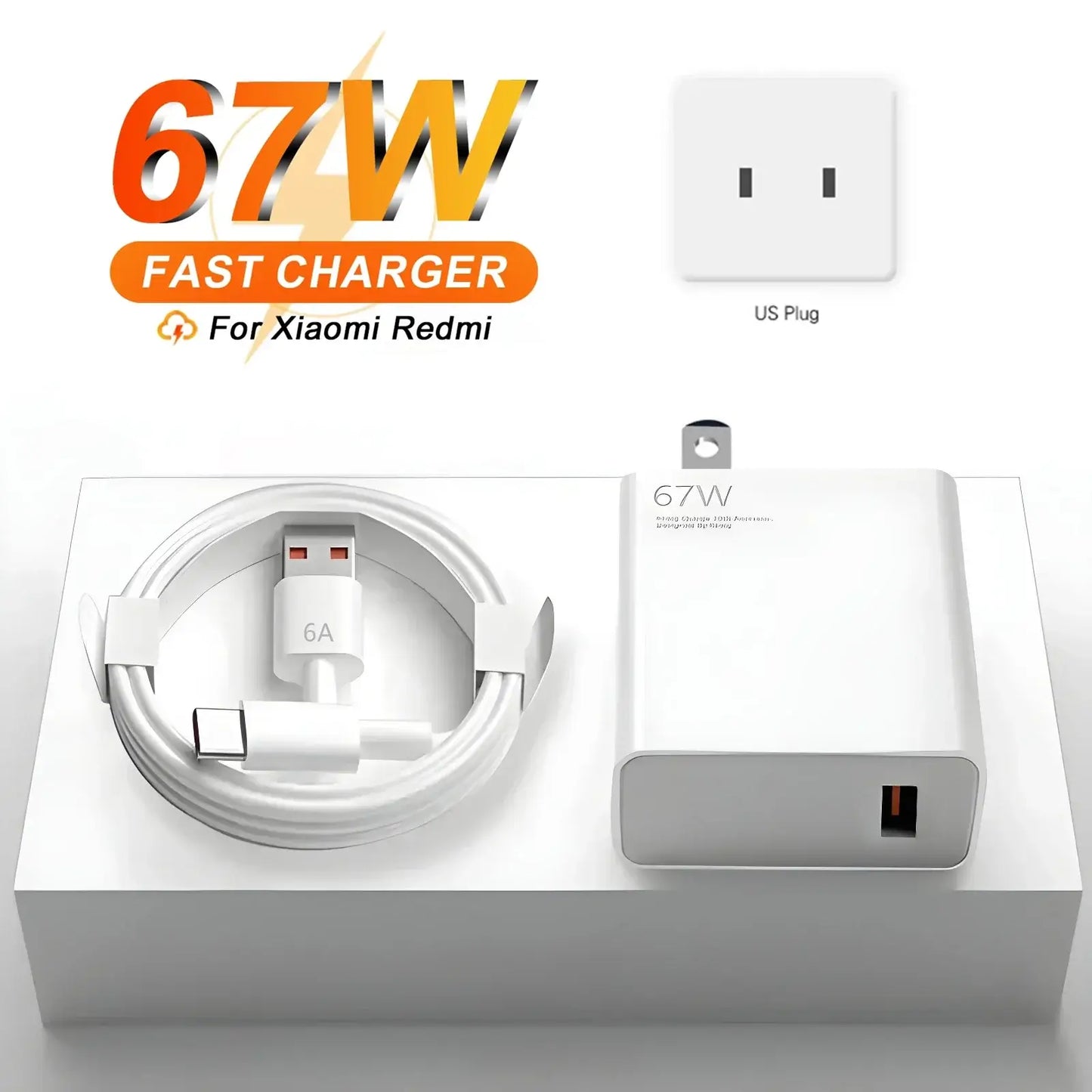 6A 67W Fast USB Charger for Xiaomi 10 11 12 Lite 13T 14 Redmi Note 10S 11S 11T 12 13 Pro POCO Turbo Charge Type C Charging Cable