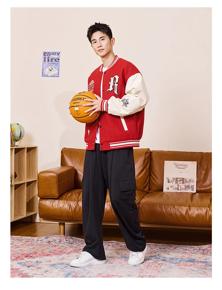 RIGORER Men's Baseball Jacket Reaves Inspired Same Style - Double-Layer Basketball Training Top for Fall Winter Trendy Coat
