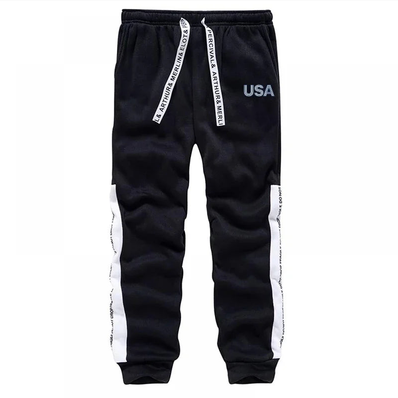 Hot Sales Men's Tracksuit Printed Casual Hooded Sweatshirts Outdoors Sports Jogging Man Clothing Black White Single Hoodie Pants