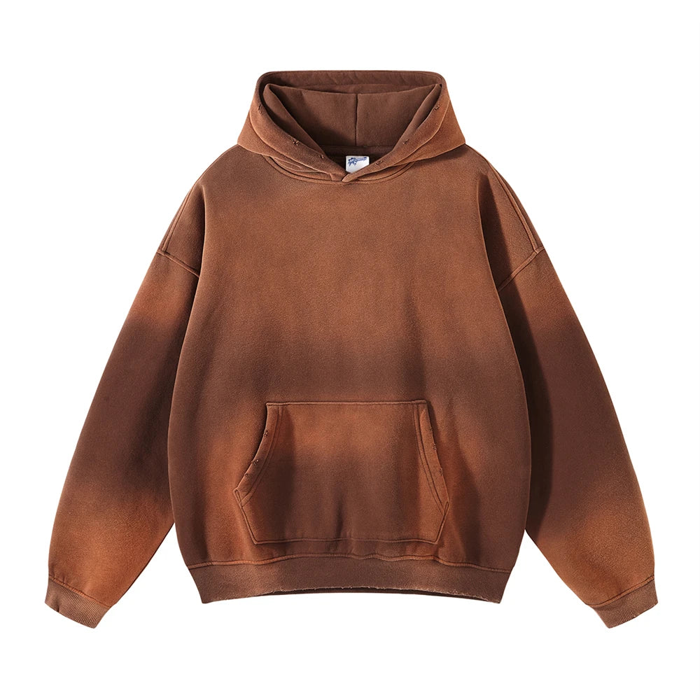 ZODF Vintage Autumn Winter Monkey Washed Fleece Hoodies For Men Unisex Loose Warm 360gsm Hooded Pullovers Sweatshirts HY0655