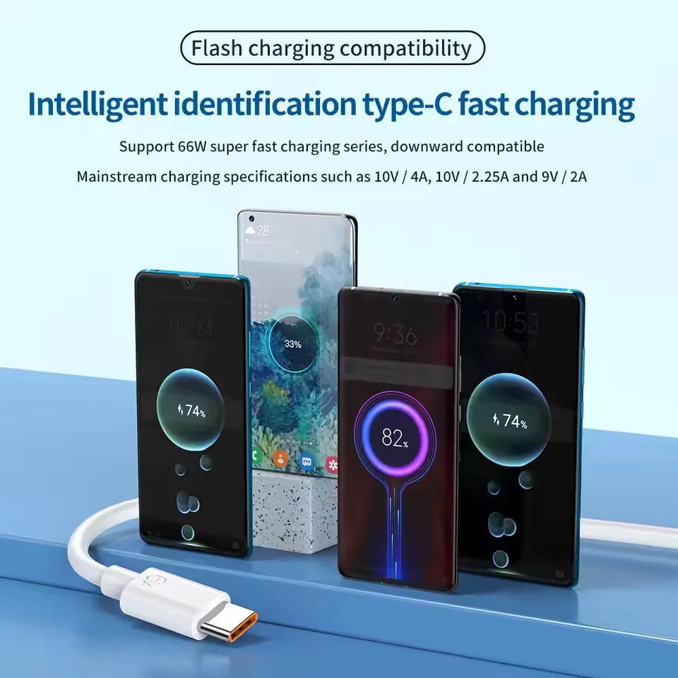 2PCS 6A 120W USB Type C Fast Charging Cable For Huawei Mate 40 50 P60 Nova 13 Honor Xiaomi Redmi OPPO realme Quick Charge Cable