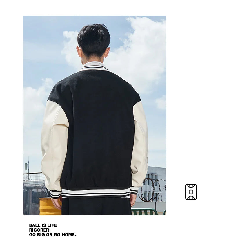 RIGORER  Baseball Uniform Coat Winter New Couple Fashion Sports  Warm Top Casual Cardigan Jacket