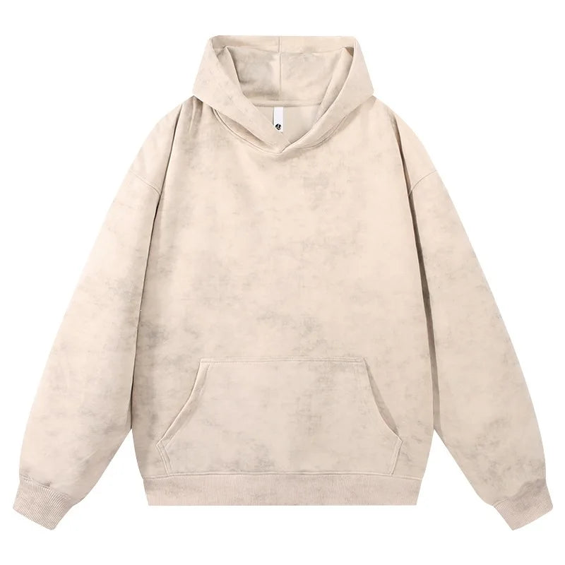 Hooded Sweatshirt Men's Loose Comfortable Versatile Trendy Hong Kong Style Wax Dye Cotton Casual Wear Spring Autumn New Arrival