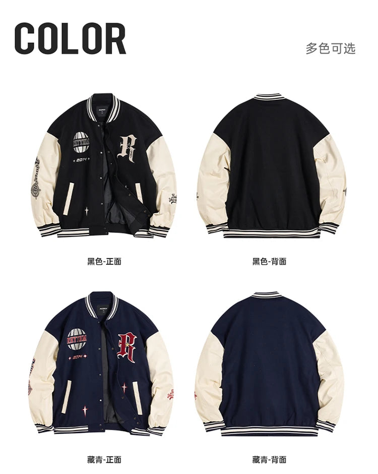 RIGORER Men's Baseball Jacket Reaves Inspired Same Style - Double-Layer Basketball Training Top for Fall Winter Trendy Coat