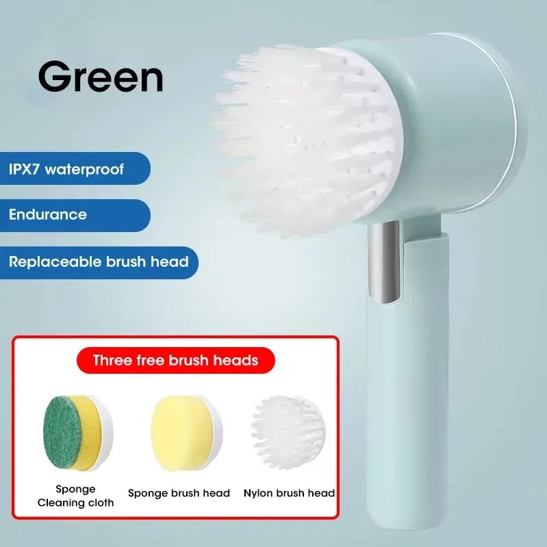 Electric Spin Scrubber 5-in-1 Cleaning Brush with 5 Replaceable Brush Heads for Bathroom Tile Bathtub Sink