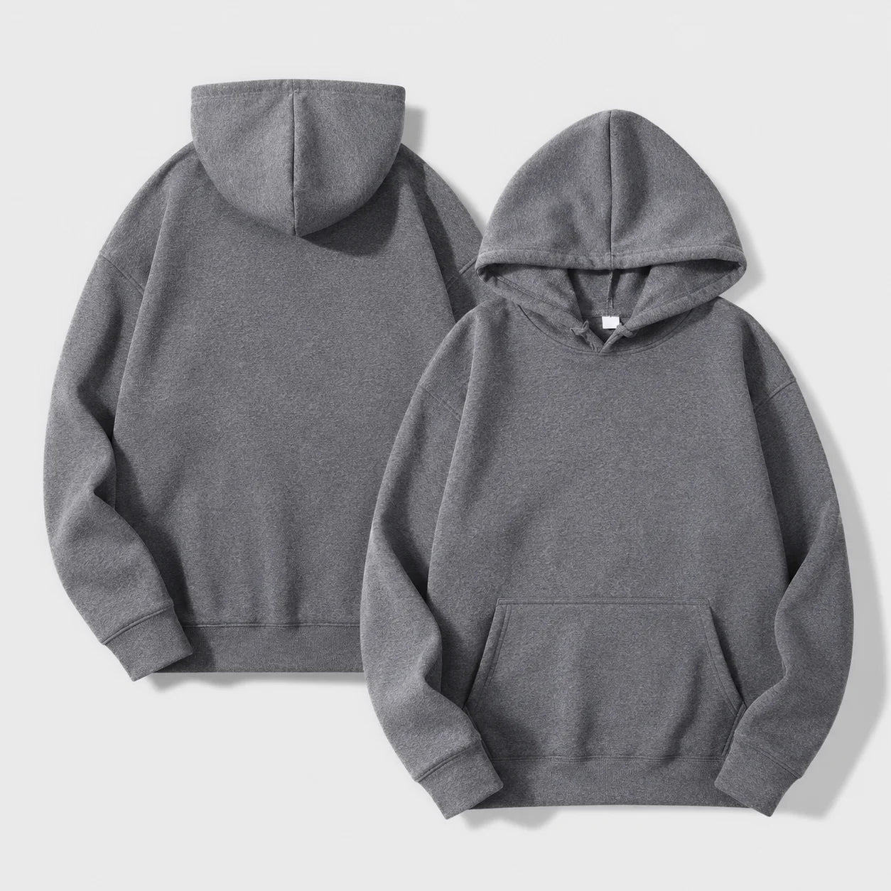 Men Women Solid Color Hoodie Autumn Winter Loose Fit Pullover Sweatshirt Casual Streetwear Long Sleeve Kangaroo Pocket Daily Top