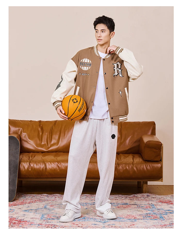 RIGORER Men's Baseball Jacket Reaves Inspired Same Style - Double-Layer Basketball Training Top for Fall Winter Trendy Coat