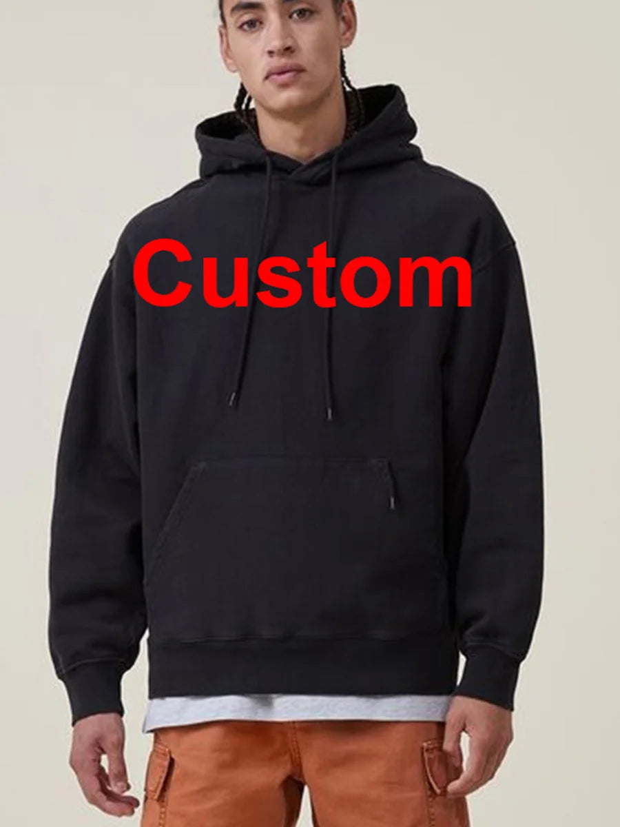 Custom LOGO DIY 450gsm Heavy Weight Cotton Soft Hooded Sweater Men Thickened Polar Fleece Pullover Hoodie Women Warm Winter