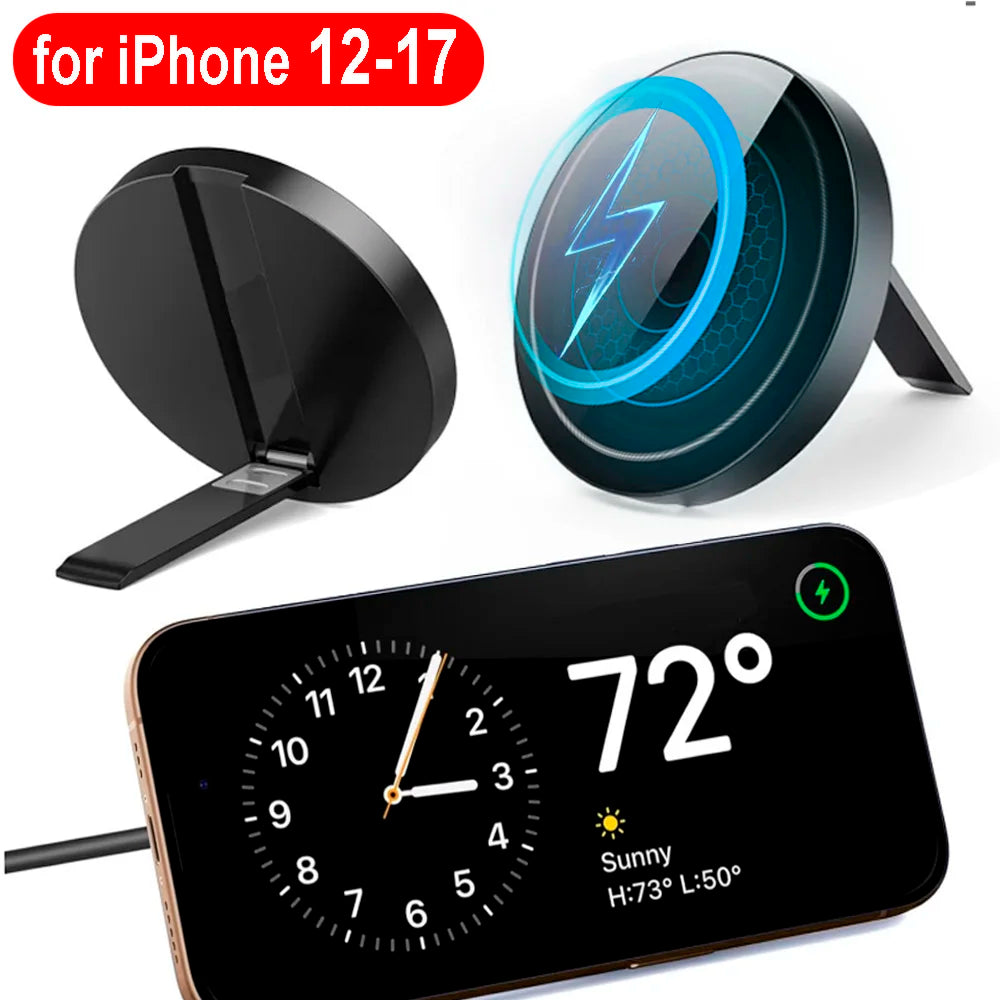 15W Magnetic Wireless Charger Cable Desktop Phone Holder for Magsafe for IPhone 12 13 14 15 16 17 Pro Max Fast Charging Dock