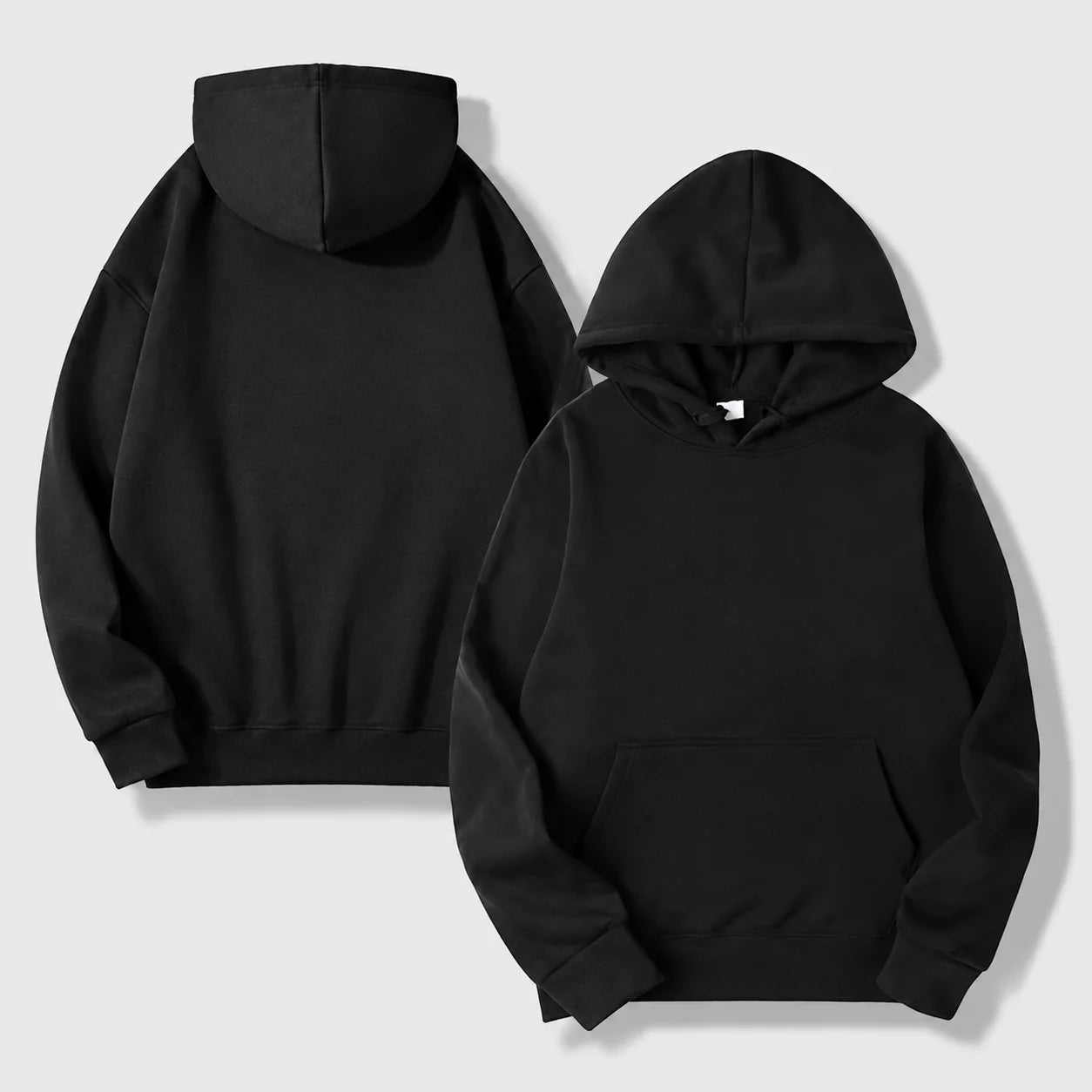 Men Women Solid Color Hoodie Autumn Winter Loose Fit Pullover Sweatshirt Casual Streetwear Long Sleeve Kangaroo Pocket Daily Top